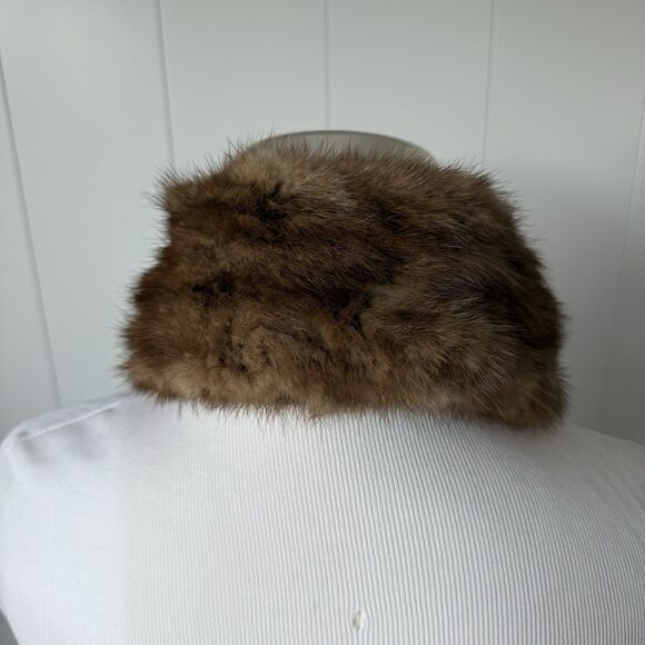 VTG Designed By Lora Genuine Mink Collar Scarf Brown Hook Eye Formal Party NYE - Picture 2 of 11